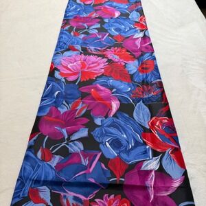 Vintage Floral Fabric Oversized Rose Lily Print Blue Pink Red Black 1.5 Meter